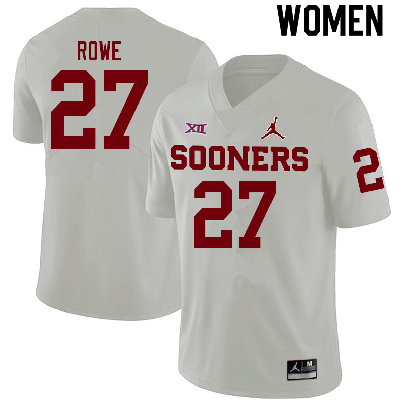 Women #27 Jayden Rowe Oklahoma Sooners College Football Jerseys Sale-White - Click Image to Close
